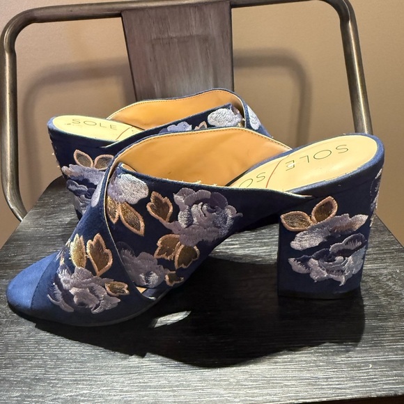 Sole Society Luella Floral Embroidered Heel Mules Sz 8 - Picture 4 of 12